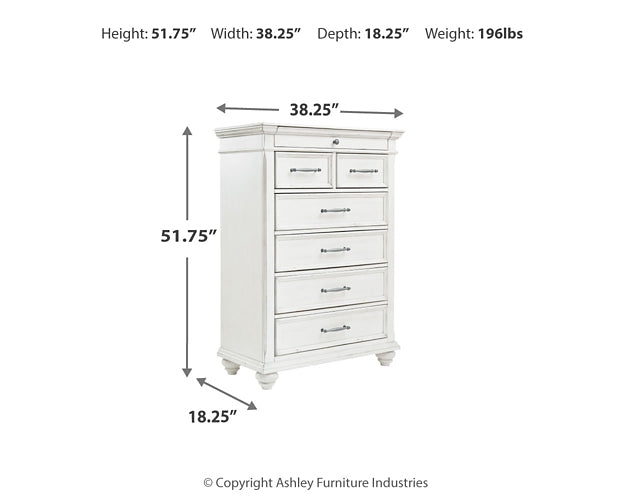 Kanwyn King Panel Bed with Storage with Mirrored Dresser and Chest