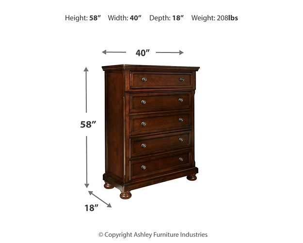 Porter  Panel Bed With Mirrored Dresser And Chest