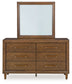 Lyncott King Upholstered Bed with Mirrored Dresser and Chest
