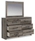 Graystorm King Panel Bed with Mirrored Dresser