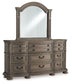 Ardenfield King Upholstered Sleigh Bed with Mirrored Dresser and Chest