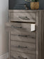 Graystorm King Panel Bed with Mirrored Dresser, Chest and Nightstand