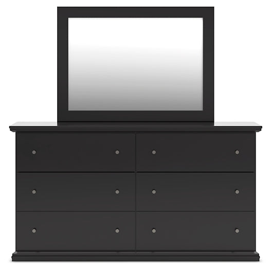 Queen Panel Bed with Mirrored Dresser and Chest