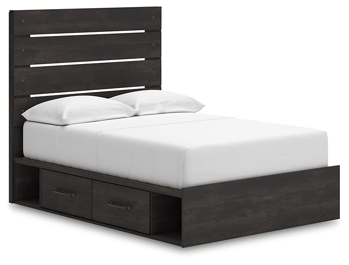 Hollivern Full Panel Bed with Storage with Mirrored Dresser and Chest