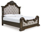 Maylee King Upholstered Bed with Mirrored Dresser, Chest and Nightstand