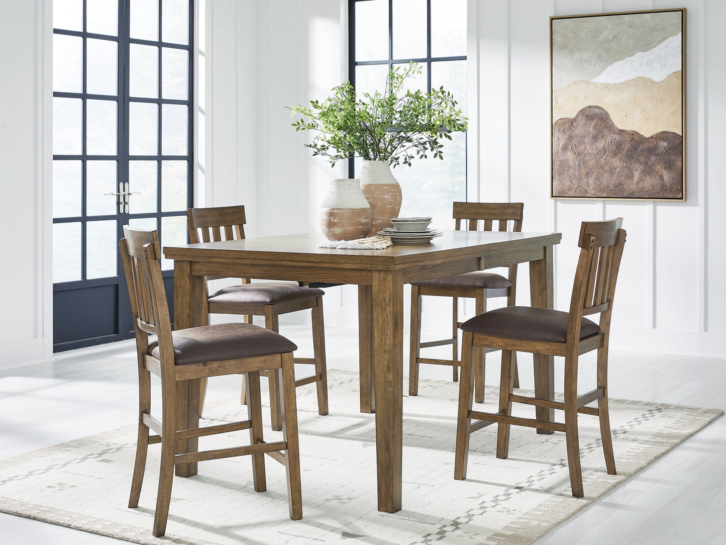 Urbinforte Counter Height Dining Table and 4 Barstools