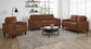 Bowen II 3-piece Fabric Upholstered Track Arm Sofa Set Rust