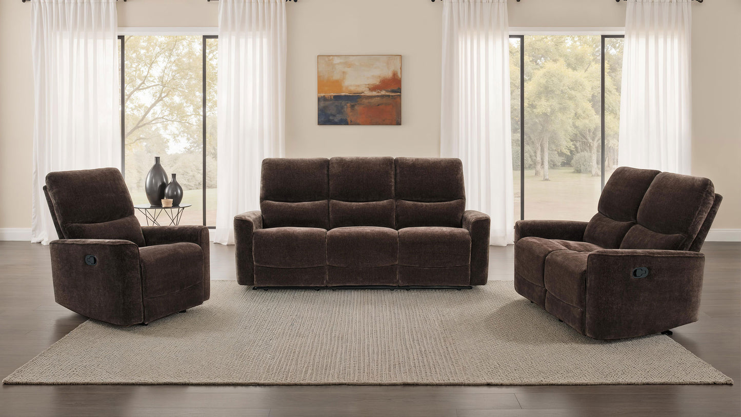 Navarro 3-piece Upholstered Reclining Sofa Set Dark Brown