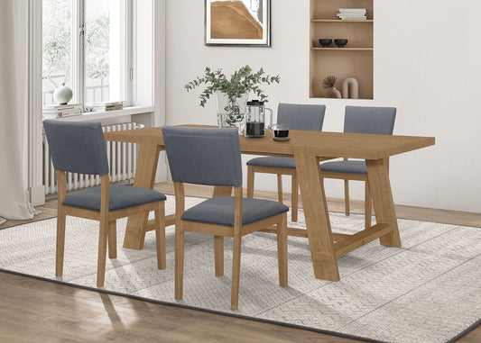 Sharon 5-piece Rectangular Trestle Base Dining Table Set Blue and Brown