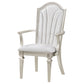 Evangeline Upholstered Dining Arm Chair with Faux Diamond Trim Ivory and Silver Oak (Set of 2)