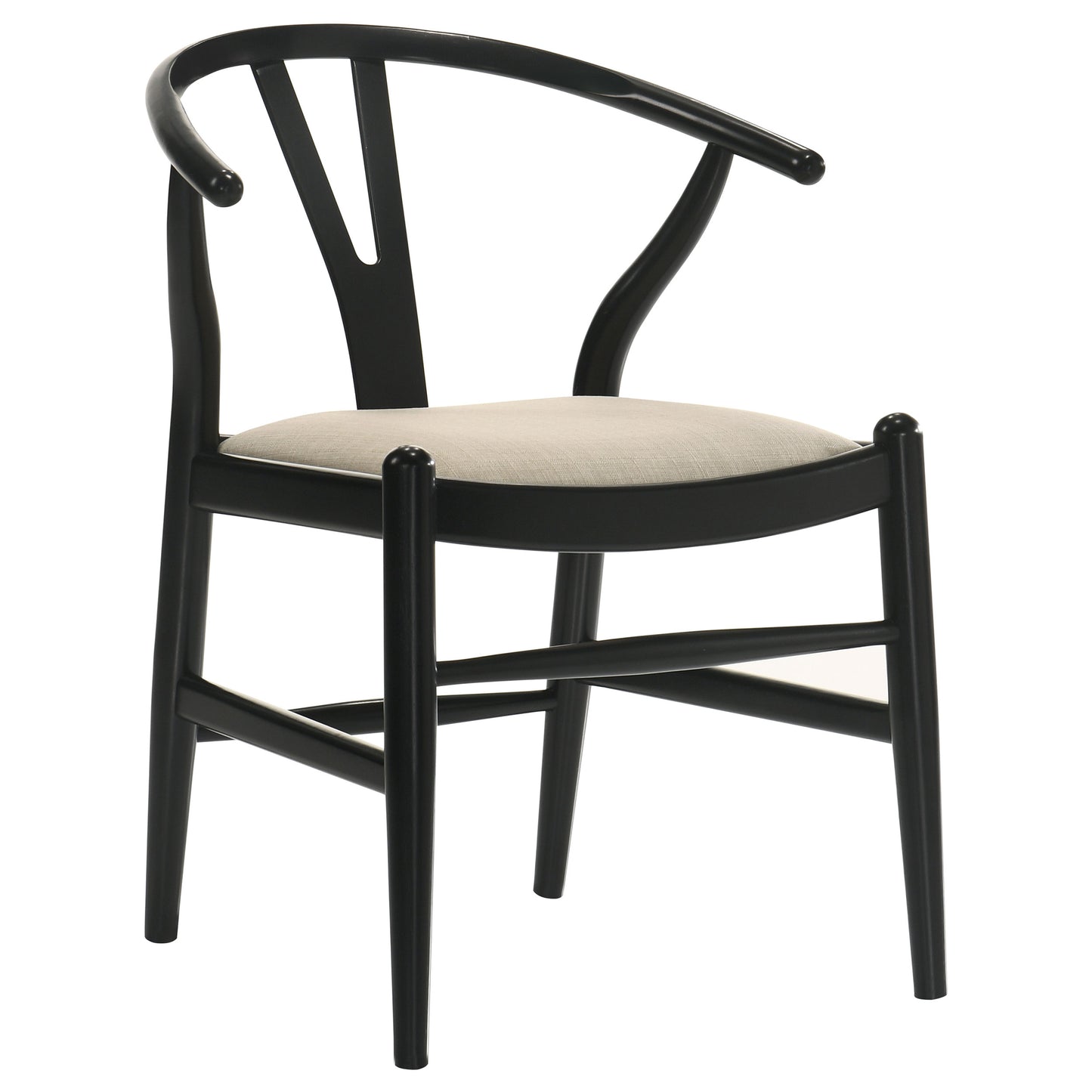 Cortona Danish Y-Shaped Back Wishbone Dining Side Chair Black and Beige (Set of 2)