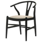 Cortona Danish Y-Shaped Back Wishbone Dining Side Chair Black and Beige (Set of 2)