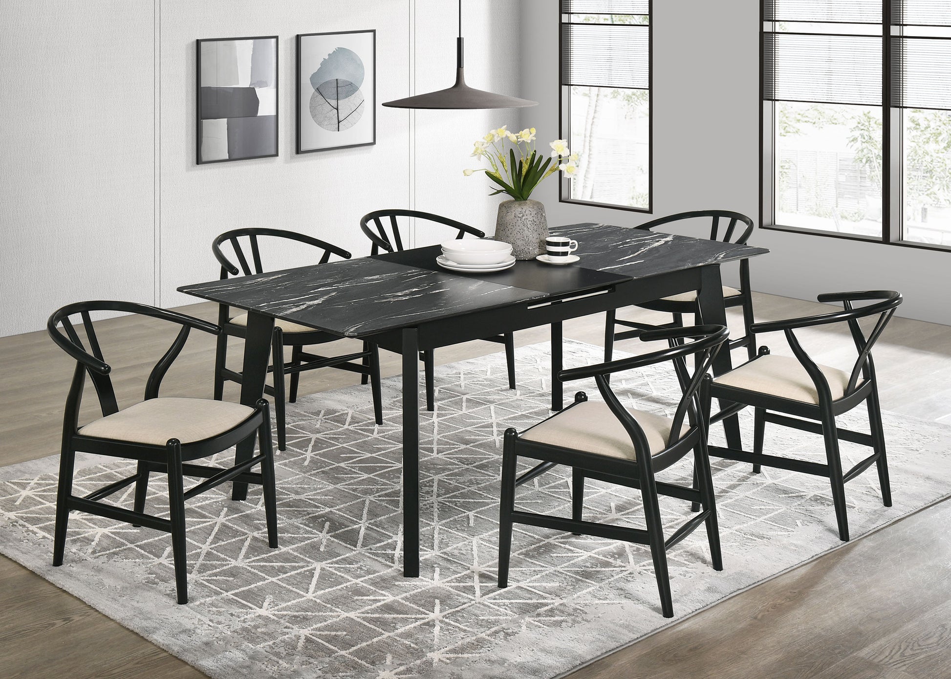 Crestmont Wood Wishbone Dining Side Chair Black (Set of 2) – Value