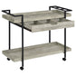 Ventura 2-tier Bar Cart with Storage Drawer Grey Driftwood