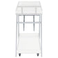 Kinney 2-tier Bar Cart with Storage Drawer White High Gloss and Chrome