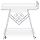 Kinney 2-tier Bar Cart with Storage Drawer White High Gloss and Chrome