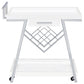 Kinney 2-tier Bar Cart with Storage Drawer White High Gloss and Chrome