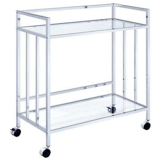 Cara Rectangular Glass Bar Cart Chrome