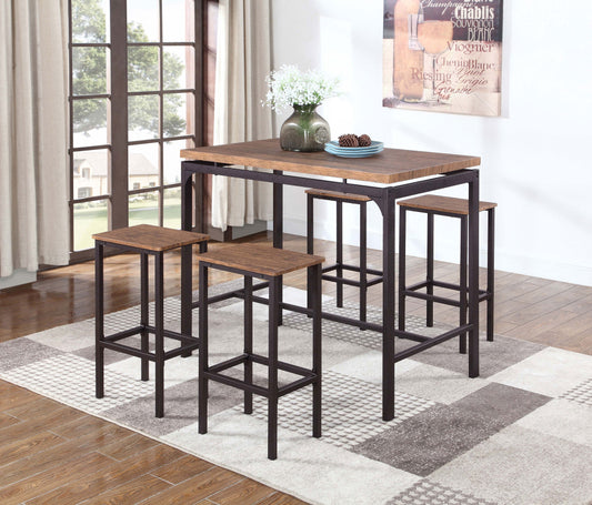 Santana 5-piece Pub Height Bar Table Set Weathered Chestnut and Black