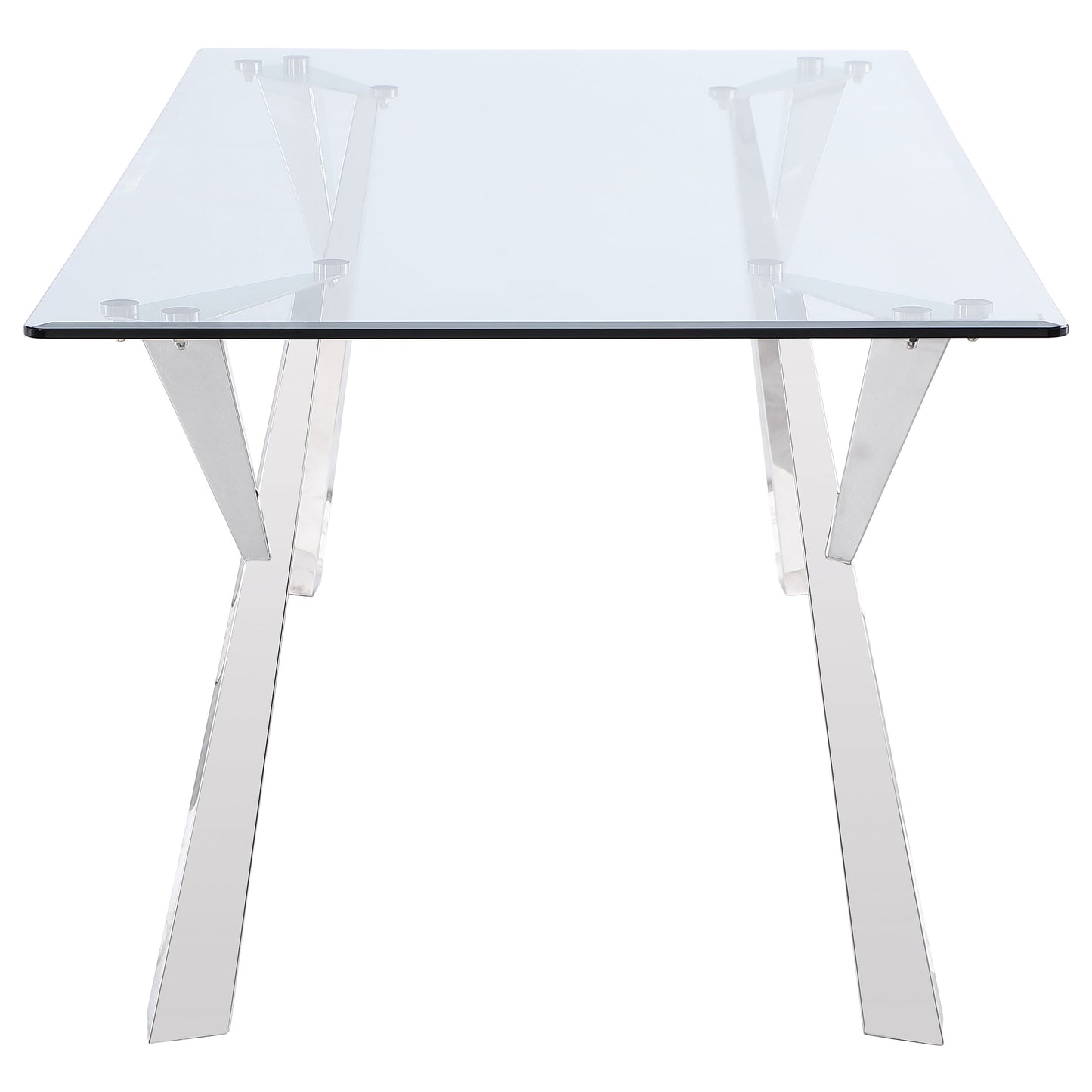 Alaia Rectangular Glass Top Dining Table Clear and Chrome