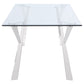 Alaia Rectangular Glass Top Dining Table Clear and Chrome
