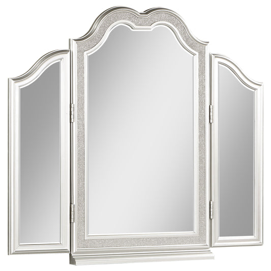 Evangeline Vanity Mirror with Faux Diamond Trim Silver