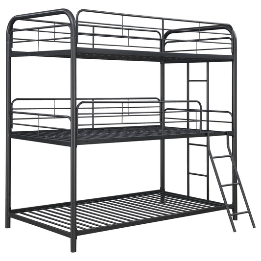 Garner Triple Twin Bunk Bed with Ladder Gunmetal