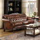 Victoria Full Leather Upholstered Rolled Arm Sofa Brown