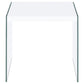 Opal Square End Table With Clear Glass Legs White High Gloss