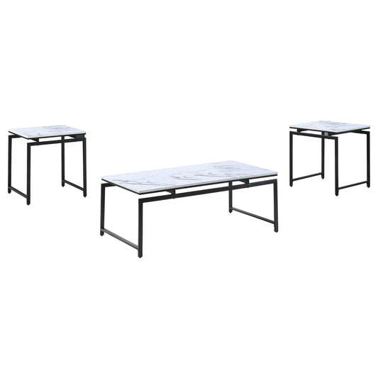 Clark 3-piece Faux Marble Top Coffee Table Set White