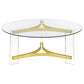 Janessa Round Glass Top Coffee Table With Acrylic Legs Clear and Matte Brass