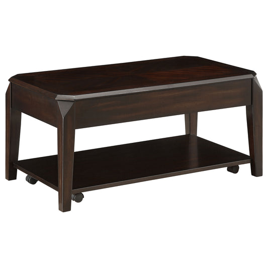 Baylor Rectangular Lift Top Coffee Table with Casters Walnut