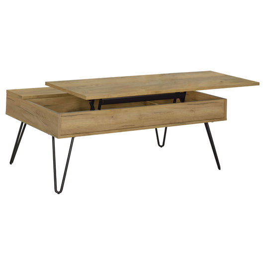 Fanning Engineered Wood Lift Top Coffee Table Golden Oak