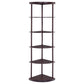 Bonwick 5-shelf Corner Bookshelf Cappuccino