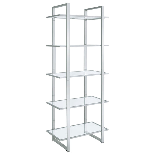 Hartford Glass Shelf Bookcase Chrome