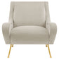 Ricci Upholstered Saddle Arms Accent Chair Stone and Gold