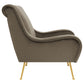 Ricci Upholstered Saddle Arms Accent Chair Truffle and Gold