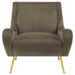 Ricci Upholstered Saddle Arms Accent Chair Truffle and Gold