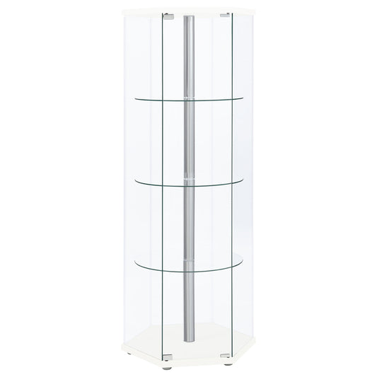 Zahavah 4-shelf Hexagon Shaped Curio Cabinet White and Clear