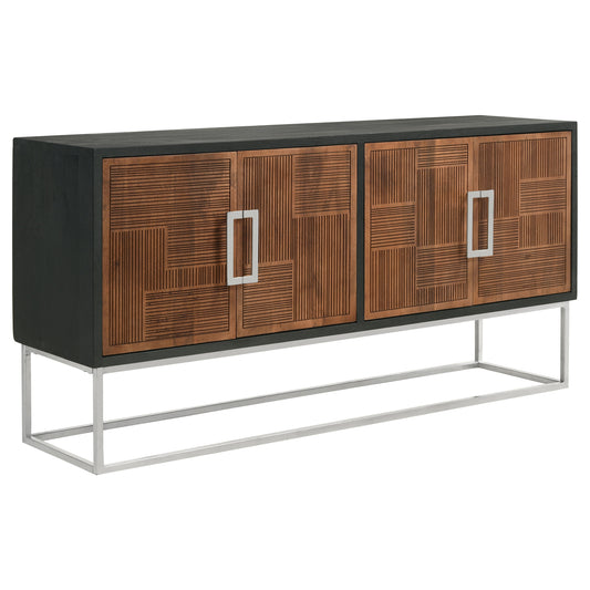 Borman 4-door Wooden Accent Cabinet Walnut and Black