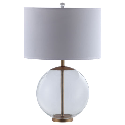 Kenny Drum Shade Table Lamp with Glass Base White